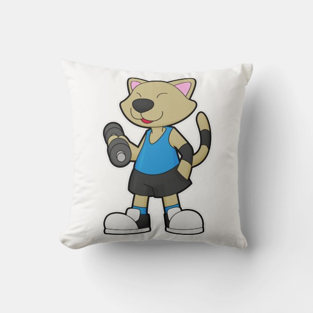 Coussin Fitness au chat avec Dumbbell (Recto)