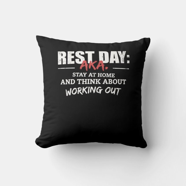 Coussin Fitness Gym Drôle Citation Jour de repos (Recto)