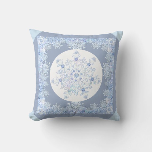 Coussin Flacon de neige bleu glace (Recto)