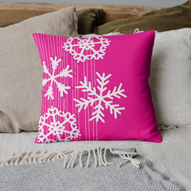 Coussin Flacon de Noël rose et blanc moderne (Créateur téléchargé)