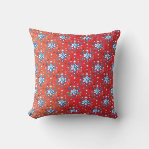 Coussin Flacon de Noël rouge et bleu Abstrait
