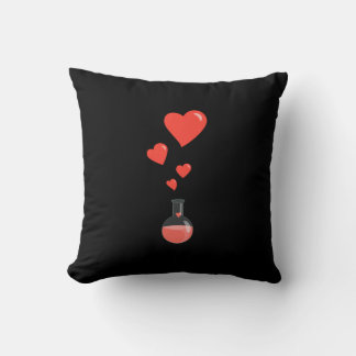 Coussin Flacon noir de coeur Saint-Valentin Geek