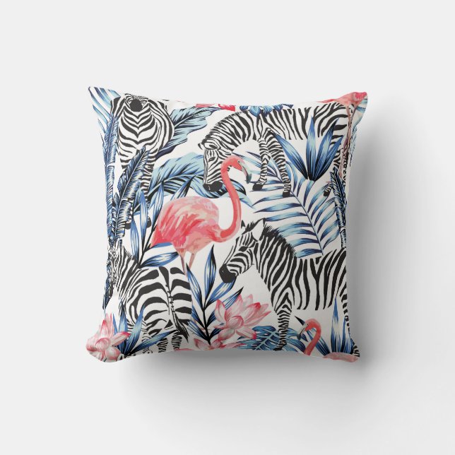 Coussin Flair tropical : Flamant rose Zebra Paradise (Recto)