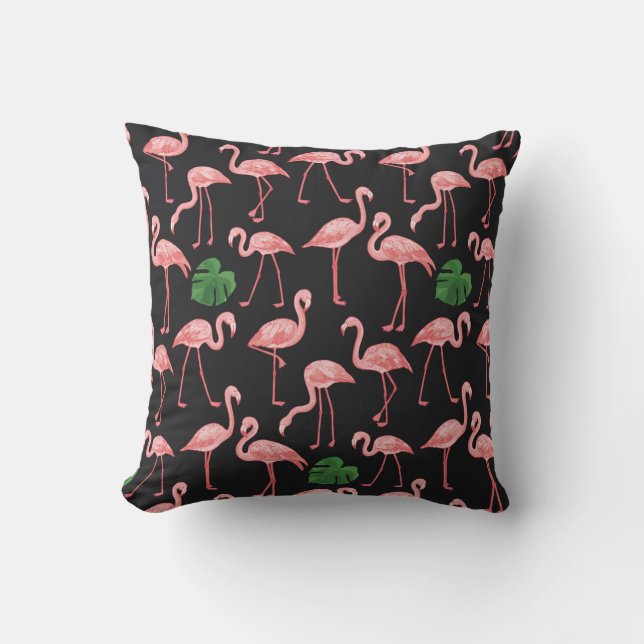 Coussin flamand avec motif feuille monstera palm.  (Recto)
