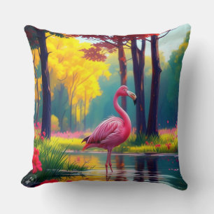 Coussin Flamant debout dans le lac-36547