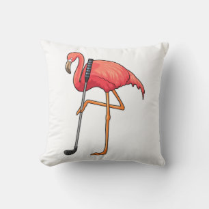 Coussin Flamant rose à Golf avec Golf Club