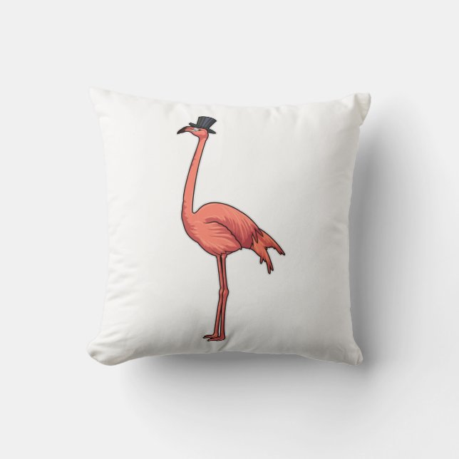 Coussin Flamant rose avec Casquette (Recto)