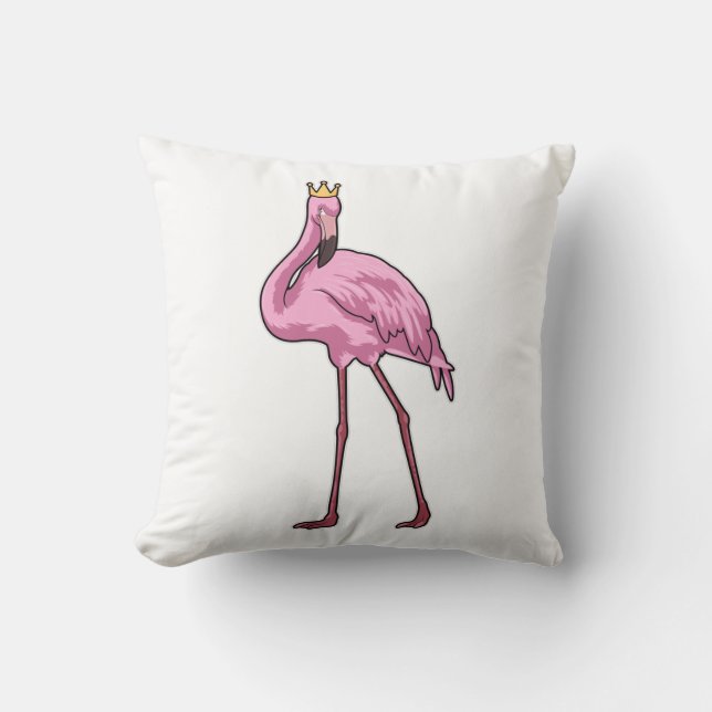 Coussin Flamant rose avec Couronne (Recto)