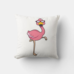 Coussin Flamant rose avec lunettes de soleil