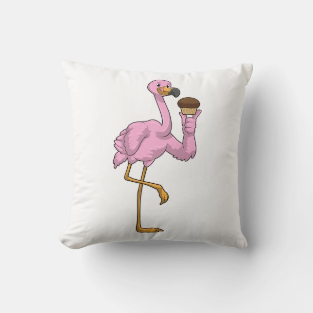 Coussin Flamant rose avec muffin (Recto)