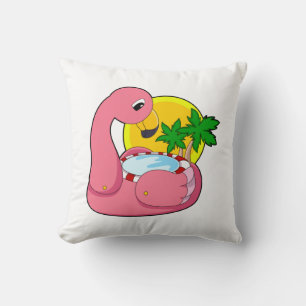 Coussin Flamant rose avec piscine