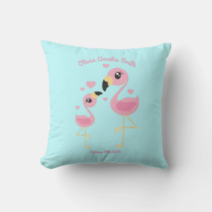 Coussin Flamant rose Baby shower mignon Tropical