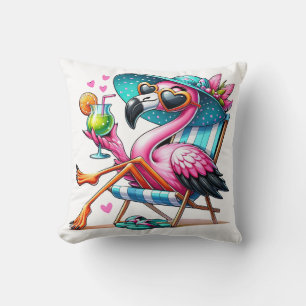 Coussin Flamant rose cool