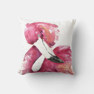 Coussin Flamant rose d'aquarelle Cadeaux d'amour  Amateurs