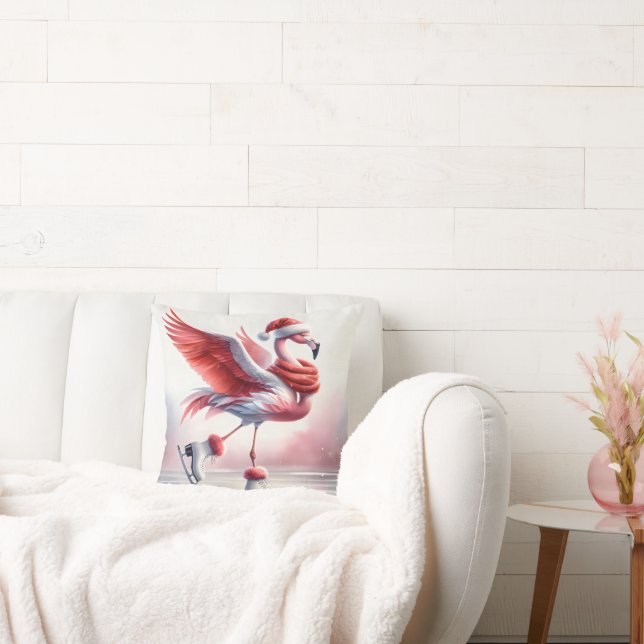 Coussin Flamant rose De Noël Sur Patins (Canapé)