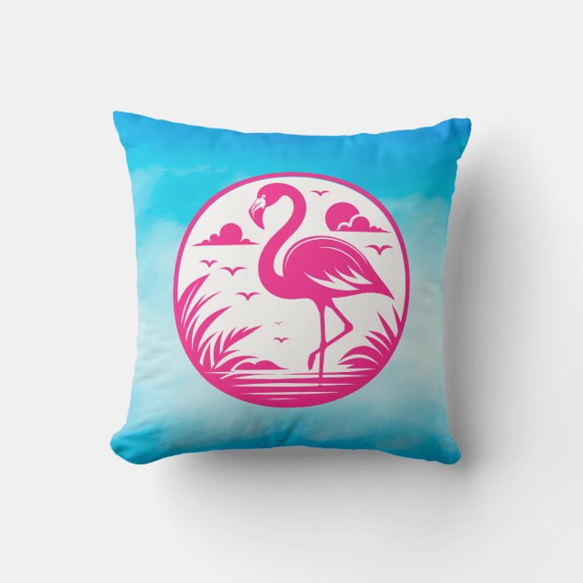 Coussin Flamant Rose Dessin de Cercle d'Été-68730 (Recto)