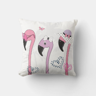 Coussin Flamant rose d'été : Illustration Vintage de plage