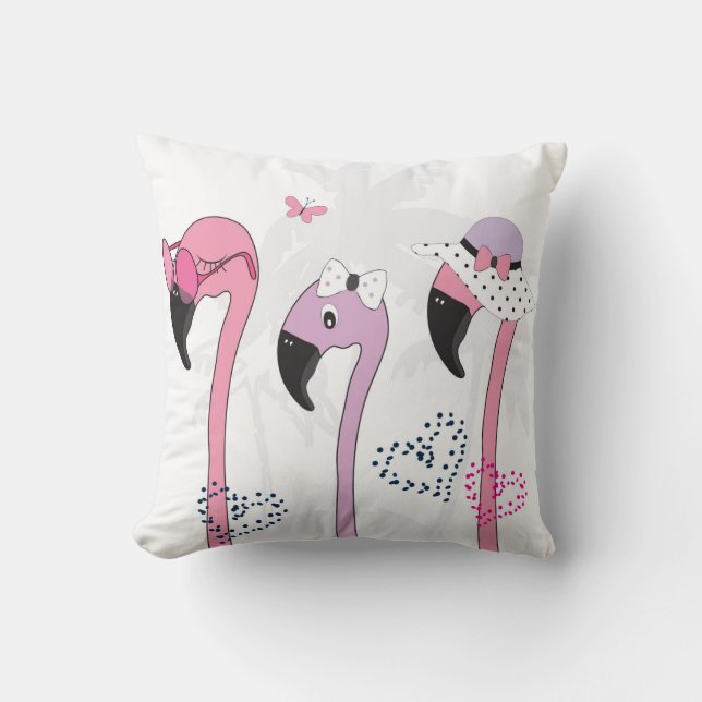 Coussin Flamant rose d'été : Illustration Vintage de plage (Recto)