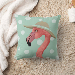 Coussin Flamant rose d'été Pois Animal lunique