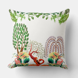 Coussin Flamant rose d'oiseaux aquatiques Couple Arbre de
