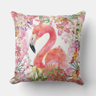 Coussin Flamant rose en Jungle Fleur - Motif d'été