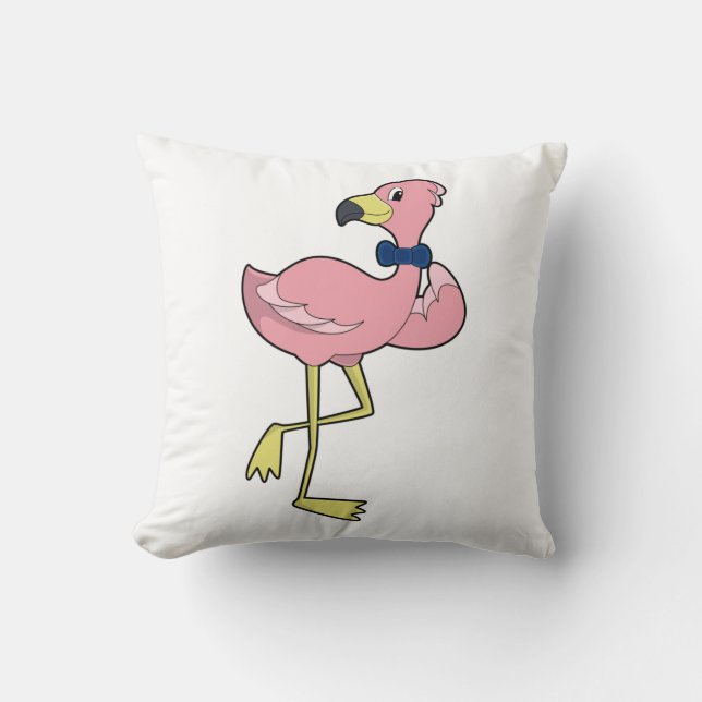 Coussin Flamant rose en tant que Gentleman avec Cravate (Recto)