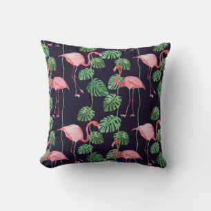 Coussin Flamant rose foncé : Petit Motif aquarelle.