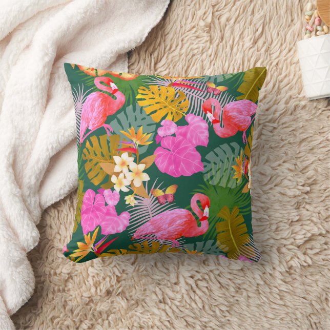 Coussin Flamant rose Garden Vert foncé (Couverture)