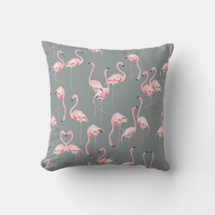 Coussin Flamant rose Grey : Vintage Motif sans couture.