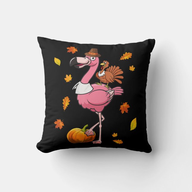 Coussin Flamant rose| Halloween du Flamant rose Thanksgivi (Recto)