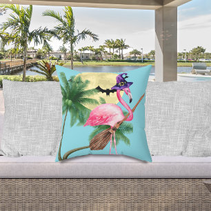 Coussin Flamant rose Halloween sorcière décoration de plag