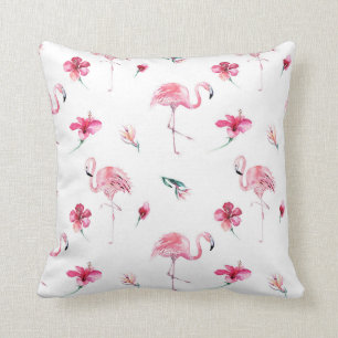 Coussin Flamant rose & Hibiscus Glam Tropical d'été
