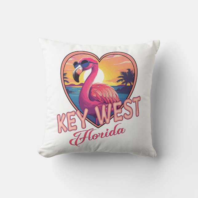 Coussin Flamant rose Key West Florida (Recto)