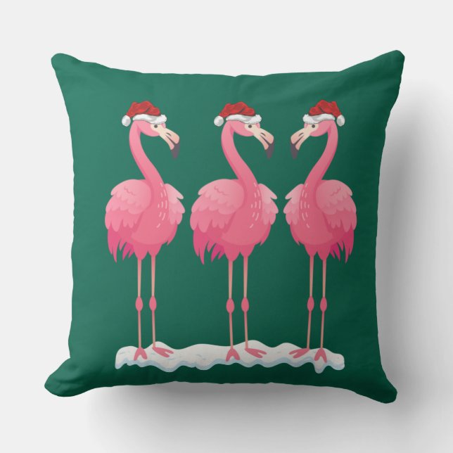 Coussin Flamant rose Lover Xmas Éclairage Père Noël Flaman (Recto)