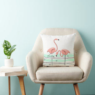 Coussin Flamant rose Ocean Pair coral retour carré