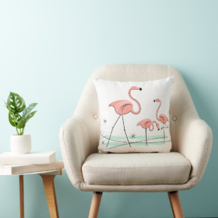 Coussin Flamant rose Ocean Trio 2 corail retour carré