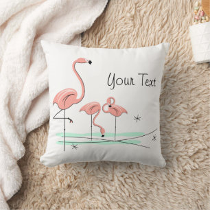 Coussin Flamant rose Ocean Trio 4 'Text' aqua back carré