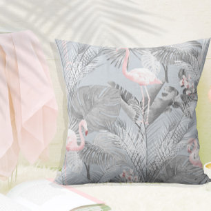 Coussin Flamant rose Orchidée Tropical Motif Grey ID868