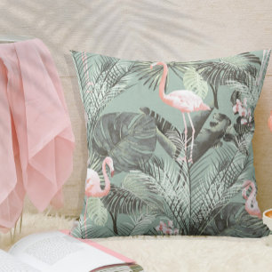 Coussin Flamant rose Orchidée Tropical Motif Sage ID868
