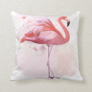 Coussin Flamant rose pelucheux
