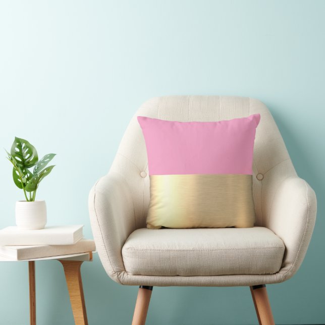 Coussin Flamant rose Pink Gold Foil Rustique Faux (Chaise)