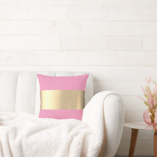 Coussin Flamant rose Pink Gold Foil Rustique Faux