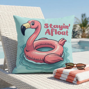 Coussin Flamant Rose Rétro Drôle d'Été