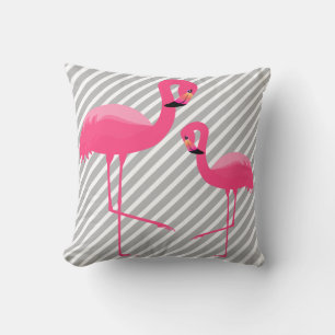 Coussin FLAMANT ROSE ROSE CLAIR NOIR BLANC Gris Gris