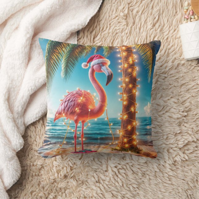 Coussin Flamant rose Rose De Noël Aux Lumières Tangées (Couverture)