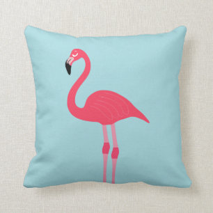 Coussin Flamant rose rose et Arrière - plan bleu