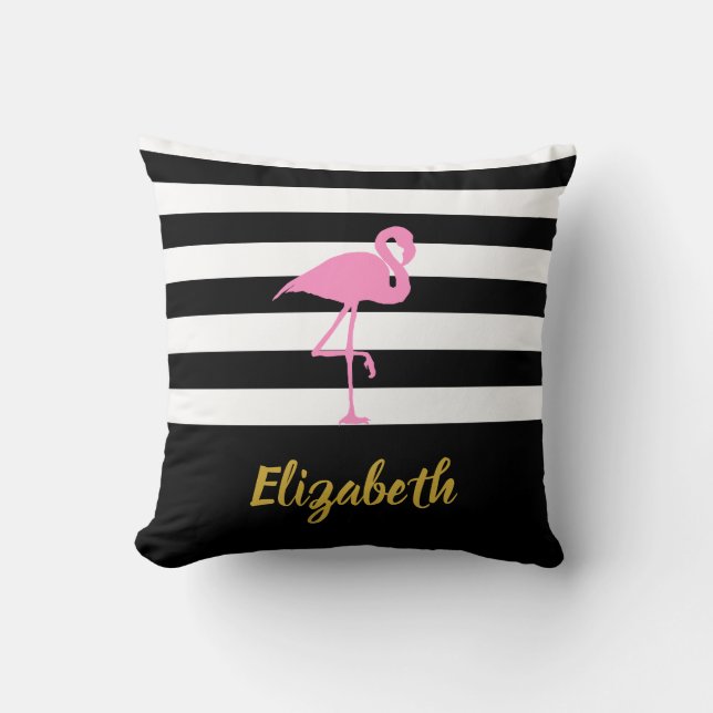 Coussin Flamant rose rose fait sur commande du nom | sur (Recto)