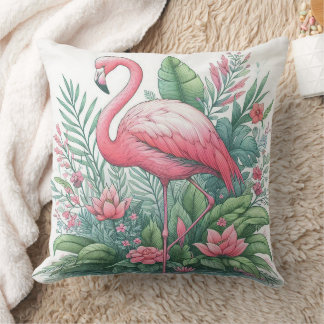Coussin Flamant rose rose grand