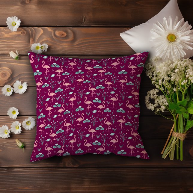 Coussin Flamant rose rose mignon motif rouge (Créateur téléchargé)