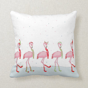 Coussin Flamant rose rose Noël